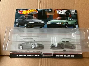 HOT WHEELS PREMIUM DIECAST -Nissan 2 pack- ‘91 Nissan Sentra SE-R & Silvia (S13)
