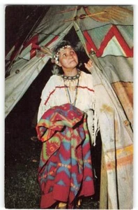 Cross Village, Michigan Native American Indian Woman Curteich Vintage Postcard - Picture 1 of 2