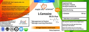 L-Carnosine Capsules 99.5% Pure & High Quality NO FILLERS - Picture 1 of 1