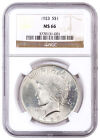 1923 SILVER PEACE DOLLAR NGC MINT STATE 66