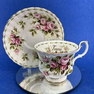 Royal Albert Flower The Month June Roses Teacup Saucer Bone China BX3 - Picture 1 of 9