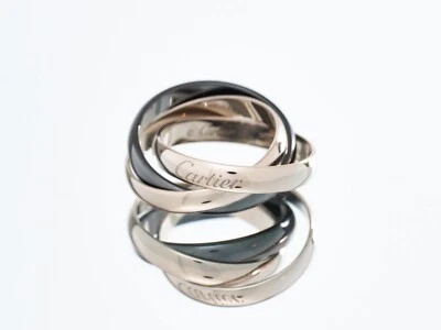 Anillo Cartier Trinidad Clásico Oro Blanco 18K con Cerámica Negra Talla L EU51 En Caja Foto 1 de 4