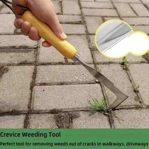 L shaped Multi purpose Garden Hand Metal Tool For Clearing Weeds On Yard Patio - Picture 1 of 9