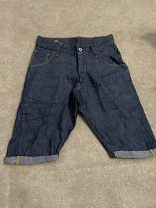 G-Star Raw Mens Shorts Blue Denim 27 Rolled Up Zip-Fly Wash Dark - Picture 1 of 11