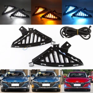 3 Color LED DRL Daytime Running Light Fog Lamp w/ Turn For Hyundai Elantra 2021+ - Picture 1 of 10