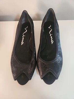 Zapato de salón NINA para mujer negro elegante de malla con cordones - talla 8,5 M o 38,5 EUR Foto 1 de 4