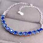 Brght Blue Sapphire Tennis Bracelet, Women's Natural Blue Sapphire Bracelet