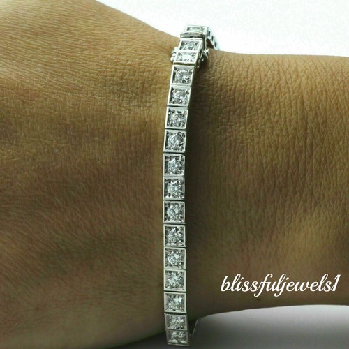 VALENTINO Bracciale Tennis Taglio Tondo 8 50CT Diamanti Creati in Laboratorio Finitura Oro Bianco 14K