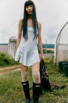 Nuevo con etiquetas Flor Bordada Free People Azul Claro Beso Matutino Mini Slip S Foto 1 de 4