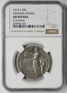 1915-S Panama-Pacific Silver Commemorative 50C AU Details Cleaned NGC Pan-Pac - Picture 1 of 4