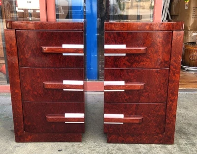 Amazing *ART DECO ROSEWOOD CURVED NIGHTSTANDS* AWESOME Condition - Image 1 of 4