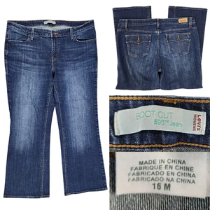 Levi’s 590 Boot Cut Damen 16 16M 38x28 Mid Rise Jeans Pattentaschen Indigo Wash - Bild 1 von 12