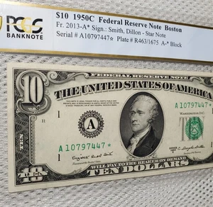 1950 C $10 Federal Reserve STAR Note Boston PCGS Choice XF45, Nice Star Note - Picture 1 of 7
