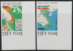 1993 Vietnam Stamps Communications Scott # 2434-2435 Imperf. MNH - Picture 1 of 1