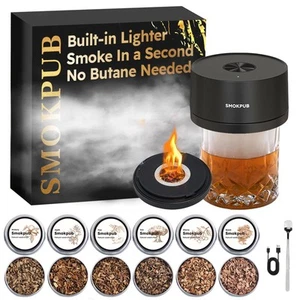 Electric Whiskey Smoker Kit with 6 Wood Chips, Rechargeable Cocktail Smoker K... - Picture 1 of 9