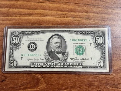 1985 $50 Fifty Dollar Federal Reserve Star Note Nice AU+ Currency Note G0618221* - Image 1 of 4