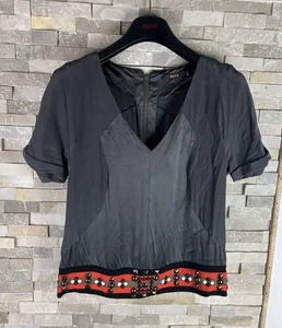 Reiss women's Size 8 Grey 100% Silk Embellished Top Blouse - Picture 1 of 7