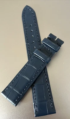Auténtica correa de reloj Patek Philippe 18/19 x 16 cocodrilo azul marino oscuro Foto 1 de 4