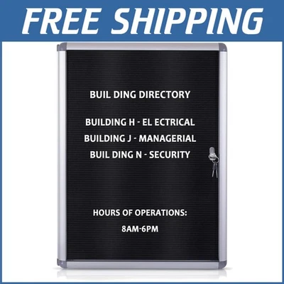 Lockable Felt Message Board with Aluminum Frame - 26x20 Inches for Secure Dis... - Image 1 of 4