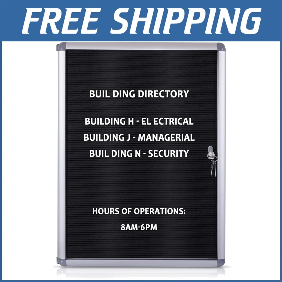 Lockable Felt Message Board with Aluminum Frame - 26x20 Inches for Secure Dis... - Image 1 of 4
