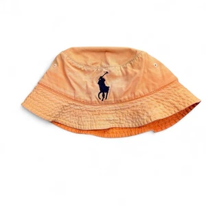 Vintage Polo Ralph Lauren Bucket Hat L/XL Peach Orange Cotton Beach Big Pony - Picture 1 of 6