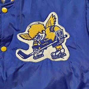 VTG St Paul Saints Hockey Jacket West Wind Buccaneer Mens *XL* Blue Yellow Satin - Picture 1 of 14