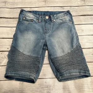 True Religion Geno Relaxed Slim Moto Mens Blue Denim Shorts Size 16 - Picture 1 of 11