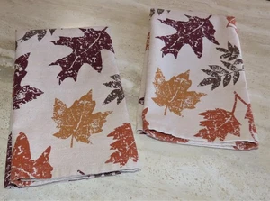 Set of 2 autumn leaf kitchen towels; cotton; new item; 25 x 20; earth tones - Picture 1 of 9