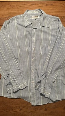 Винтажная мужская классическая рубашка McGregor 16 32/33 синяя полоса на пуговицах с длинным рукавом - Изображение 1 из 4