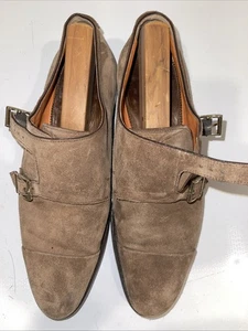 Santoni Monk Strap 572383 Wildlederschuhe Größe 8 in gutem gebrauchten Zustand schneller Versand - Bild 1 von 14