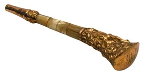 Antique - 1855–1905 Gilded Parasol Handle – Mother of Pearl & Brass Monogram - Picture 1 of 16