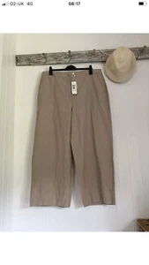Eileen Fisher Trousers Wide Leg Organic Cotton Twill Summer Trousers 40” W New - Picture 1 of 7
