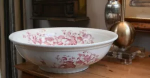 Antica ciotola 1891 Clementson Bros 15"x4,5" transferware modello marrone premier - Foto 1 di 12