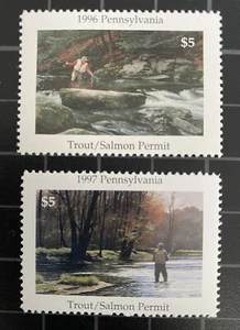 US Stamps - 1996 & 1997 Pennsylvania Trout & Salmon Stamps - Unused - Picture 1 of 1