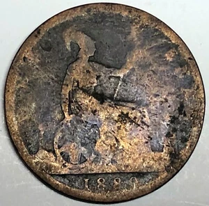 # C9918 GREAT BRITAIN COIN, LARGE PENNY 1889 very worn - Picture 1 of 2