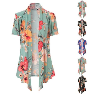 MixMatchy Floral Pattern Lightweight Front Open Front Short Sleeve Cardigan - Picture 1 of 7