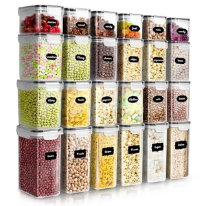 HEFTMAN Plastic Storage Containers Airtight Dry Kitchen Dispenser Set of 24 - Picture 1 of 7