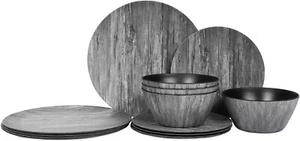 Plates and Bowls Set - 12pcs Melamine Dishes Dinnerware Service for 4 Nonstick - Picture 1 of 6