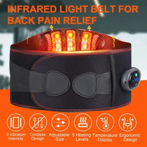 Electric Lumbar Heating Pad Vibration Massager Cordless Belt Waist Pain Relief - Picture 1 of 16