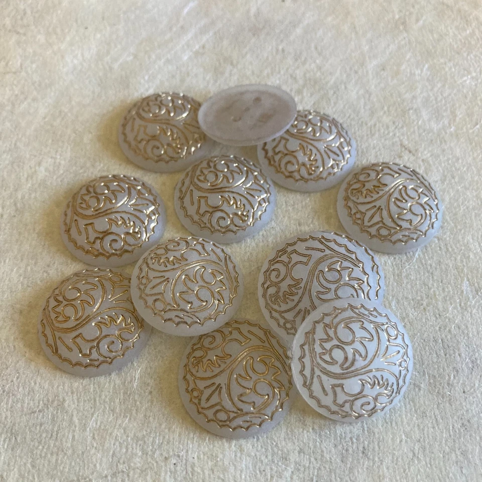 AM1183 Cabujones de plástico vintage 19,7 mm translúcido con patrón dorado (12) Foto 1 de 1