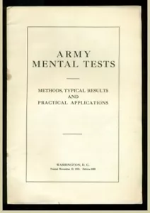 ARMY MENTAL TESTS 1918 Methods, Typical Results and Practical Application. - Picture 1 of 2