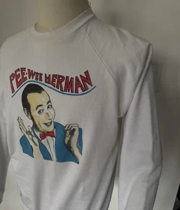 Vtg 80s Pee Wee Herman Silkscreen Sweatshirt Sweat Shirt t Original Size L 90s - Picture 1 of 9