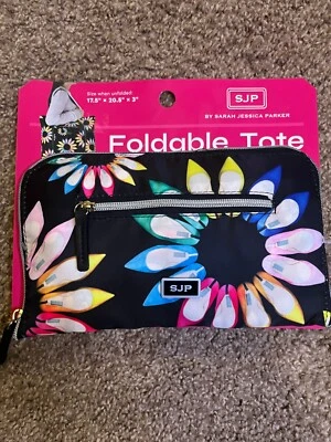 Sarah Jessica Parker Foldable Tote Bag - Black Shoe Wheel - Image 1 of 4