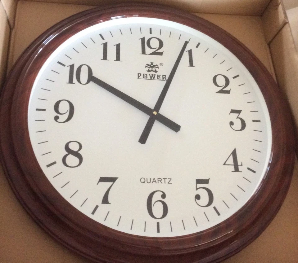 POWER Reloj de Pared Redondo Grande Madera Grano Acrílico Sin Tictac Silencioso ¡Alta Calidad! Foto 1 de 2