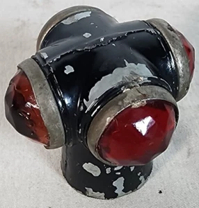 1920's 30's Vintage Glass 4 Jewel Red Amber Fender Motorcycle Marker Light - Picture 1 of 4