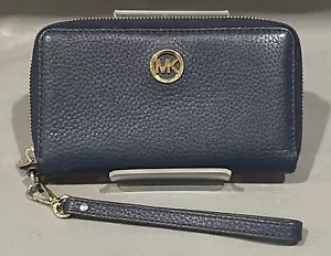 MICHAEL KORS Fulton Zip Around Multifunction Wristlet/Wallet Navy 35H5GFTE3L - Picture 1 of 8
