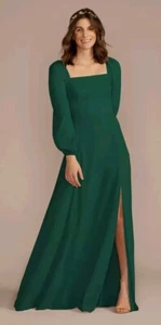 DB Studio Long Sleeve Chiffon Dress Juniper Size: 6 Renaissance wedding Stretch - Picture 1 of 13