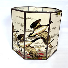 Vintage Fabric Hexagon 8 Sided Lamp Shade Flying Birds Geese