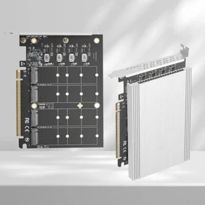 Quad NVMe PCIe Adapter 4 Port M.2 NVMe M KEY SSD to PCIe 4.0 X16 Card Speed NICE - Picture 1 of 28