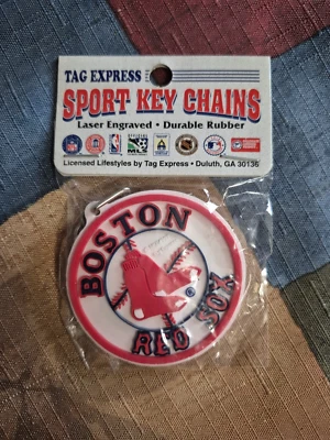 Vintage Boston Red Sox Tag Express Laser Engraved Durable Rubber Key Chain - Image 1 of 4